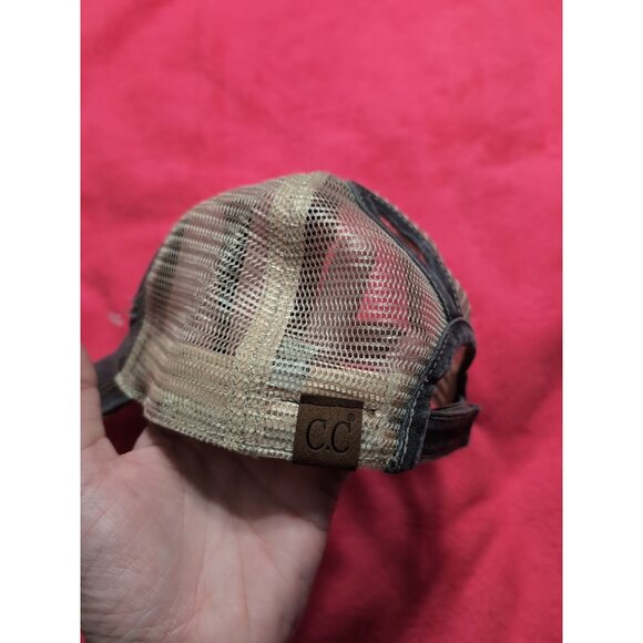 C.C Ponytail Messy Buns Trucker Ponycaps Plain Baseball Hat Distressed Aztec - Picture 3 of 9